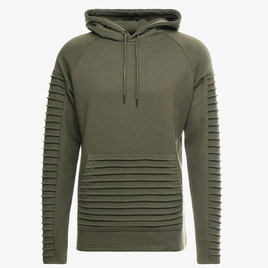 Mens Long Sleeve With Pleated Stripes Hoodies